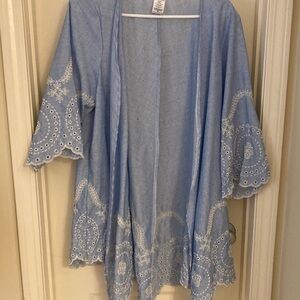 Light Blue Embroidered Kimono